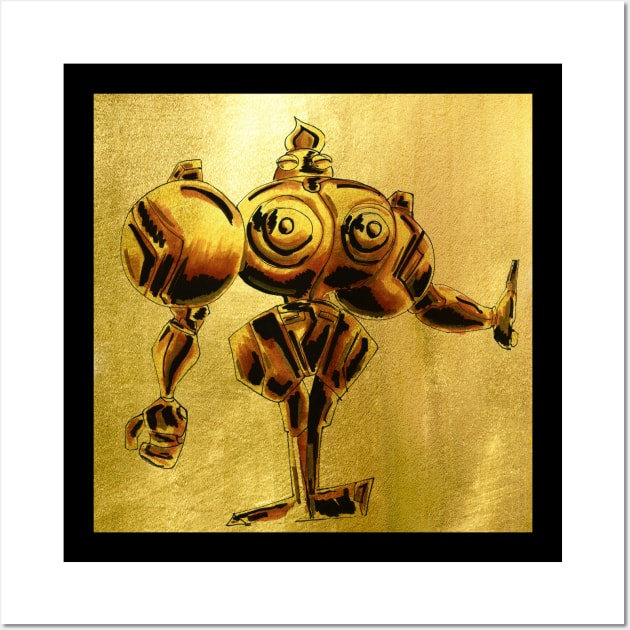 golden huitzil in iconic japan dogu knight beast Wall Art by jorge_lebeau